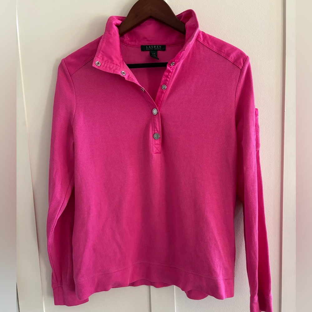 Lauren Ralph Lauren Half Button Mock Neck Pullover